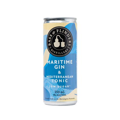 Bass & Flinders Distillery Maritime Gin and Mediterranean tonic premixed G&T can