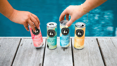 Bass & Flinders Distillery premixed cans including Monsoon Gin & Ginger Beer G&T Maritime Gin & Mediterranean Tonic Limoncello Spritz and Cerise Gin & Elderflower tonic