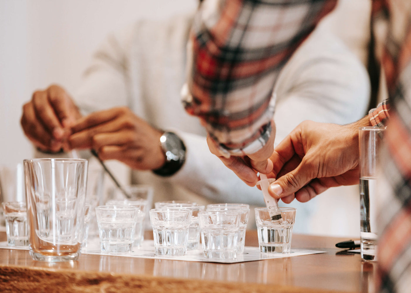 Bass & Flinders Distillery gin masterclass in progress class graduates experimenting with base botanicals